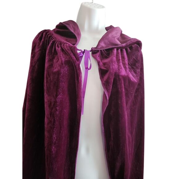Halloween Vampire Witch Hooded Cloak Full Long Velvet Cape Cosplay Costumes - Picture 2 of 8